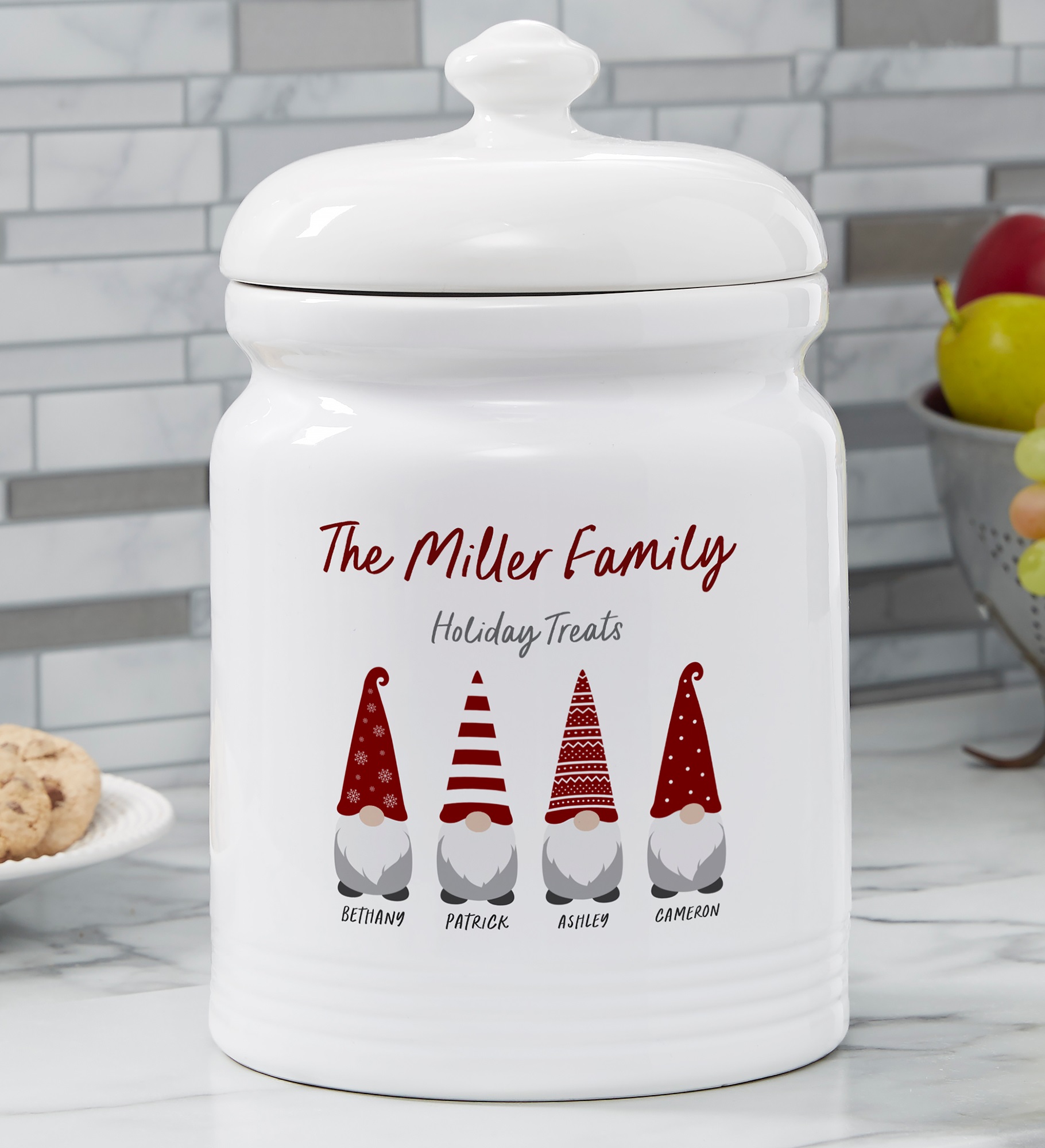 Christmas Gnome Personalized Cookie Jar